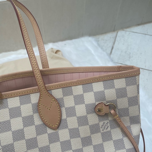 Louis Vuitton Neverfull MM Damier Azur Rose Ballerine *Made in France* - Picture 11 of 16